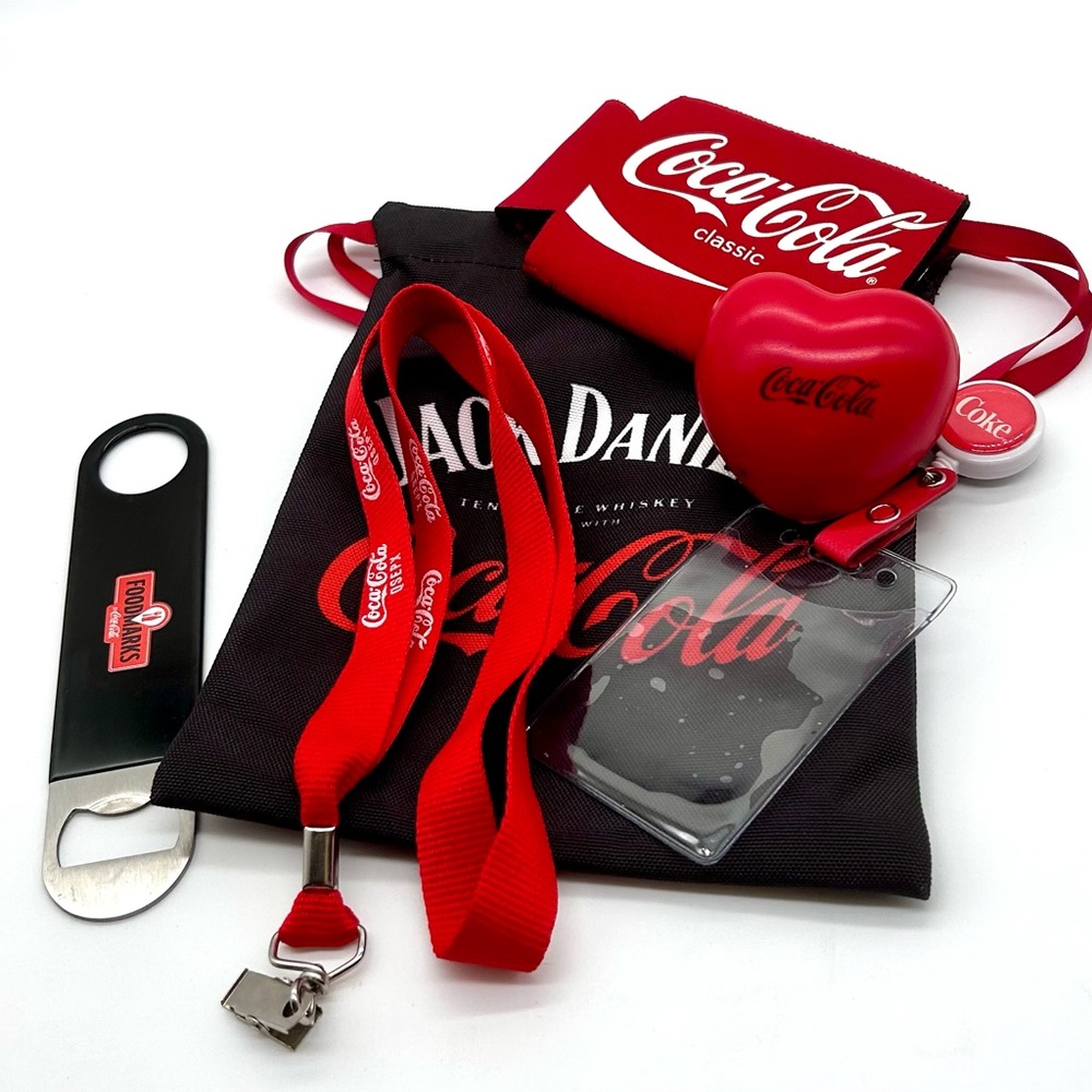 Coca Cola & Jack Daniel’s Promotional Gift Lot Lanyard Bottle Opener and More